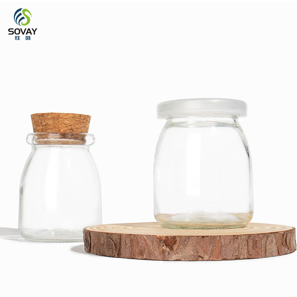 SG64N Empty Yogurt Container Glass Cookie 100ml 150ml Pudding Packaging Coconut Pudding Cream for Curling Hair Pudding Jar 200 Ml