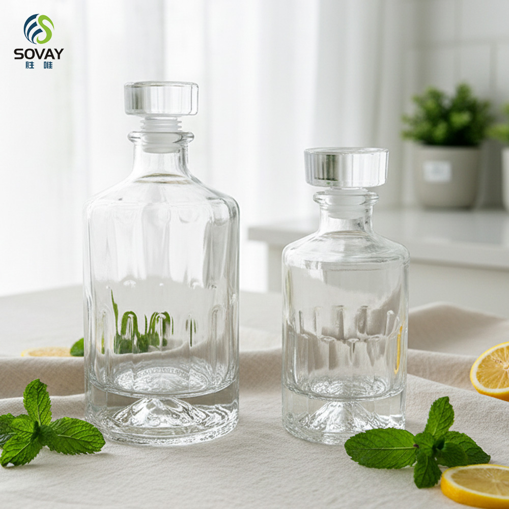 SW164 Cork Sealing Type Fancy Liquor Bottle 100ml 250ml 500ml 1000ml Reusable Glass Bottle for Vodka