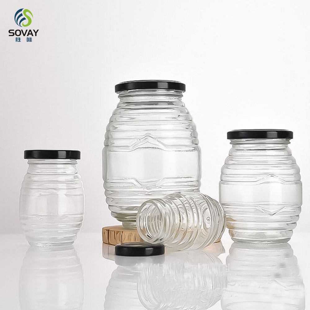 SG03 Empty 70ml 180ml 380ml 730ml Screw Glass Bee Storage Dispenser Jam Airtight Lid Bottle Pot Container Thread Beehive Honey Mason Jar