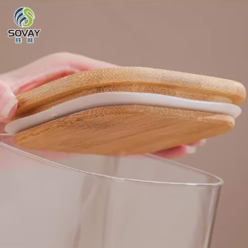 SG40N Wholesale Empty Spice Candy Coffee Food Storage Containers Bottle Glass Jars with Bamboo Seal Lid