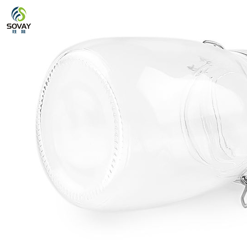 SG06 Jam Jar Airtight Glass with Stainless Steel Clip 125ml 280ml 380ml 500ml 750ml 1000ml 1500ml 2000ml 3000ml Storage Bottles & Jars Cover