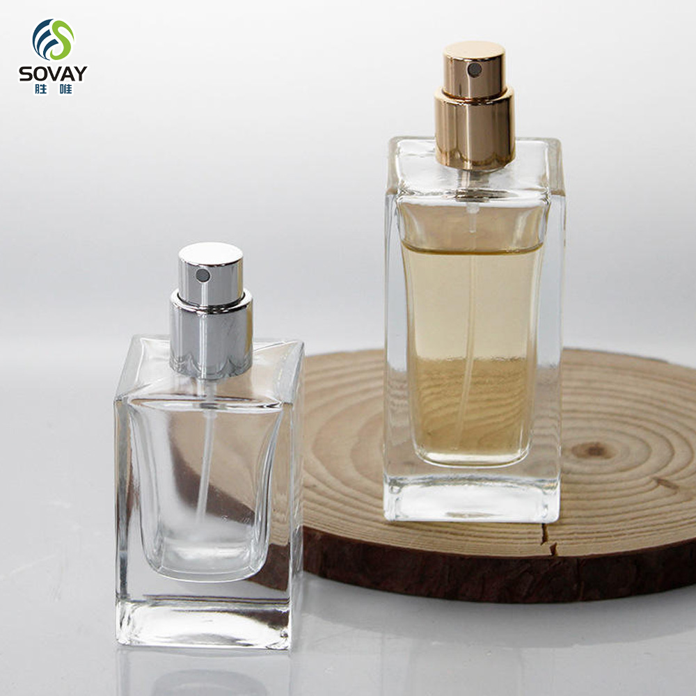 SP41 High Quality Wood Cover Emtpy Glass Perfume Bottle Wholesale 30ml 50ml 100ml Clear Glass Perfume Spray Bottle Wood Lid