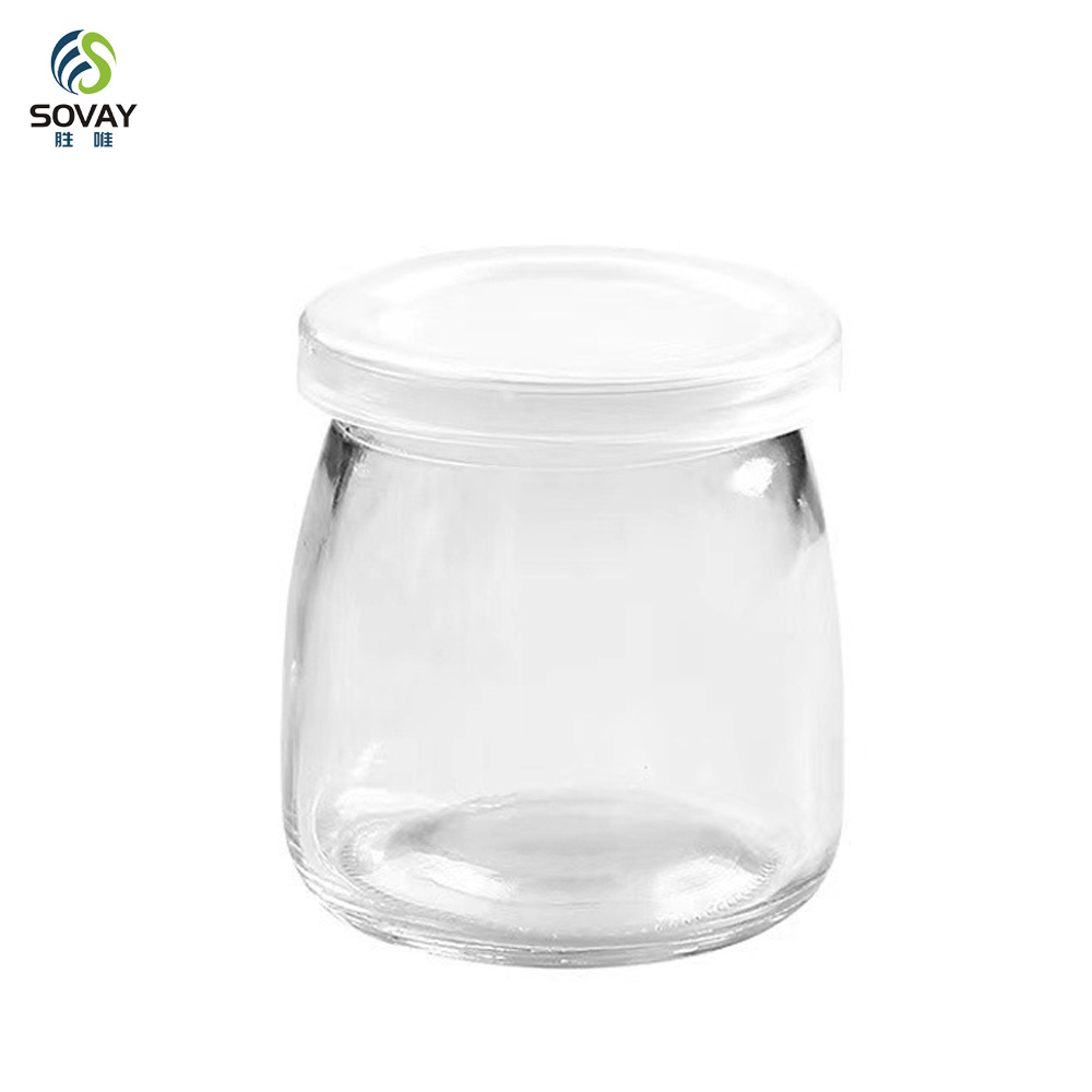SG64N Empty Yogurt Container Glass Cookie 100ml 150ml Pudding Packaging Coconut Pudding Cream for Curling Hair Pudding Jar 200 Ml