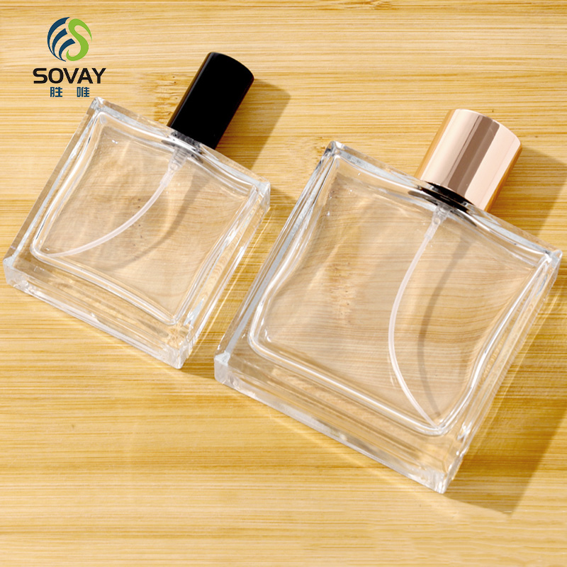 SP16 Factory Selling Clear Black Square Glass Cologne Bottle Empty Fragrance Perfume Bottle Packaging 30ml 50ml 100ml Perfume Bottles