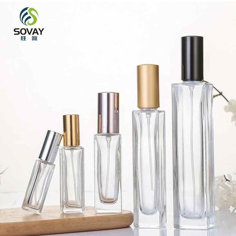 SP28 Clear Glass Cylinder Square Shaped Easy Carry Thick Bottom Travel Parfum Bottle Essential Oil Body Deodorant Bottle 3ml 5ml 6ml 8ml 15ml 20ml 30ml