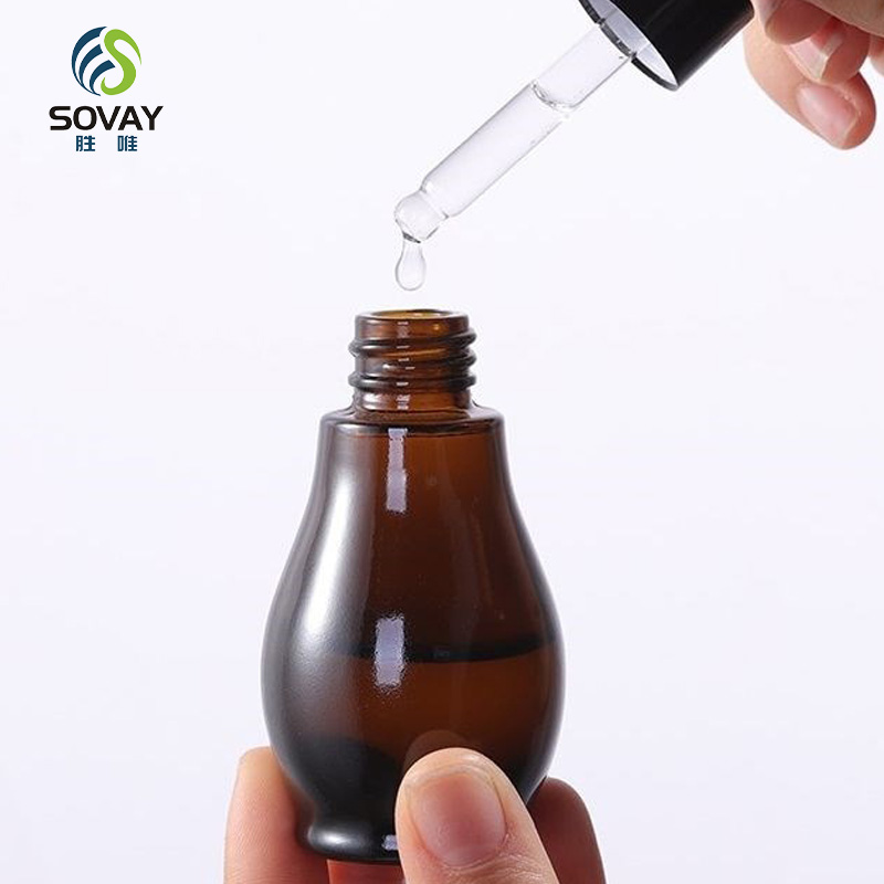 SE04 10ml 20ml 30ml 50ml 100ml Essential Oil Single Gourd Shape Dark Brown Glass Bottle with Gold Dropper