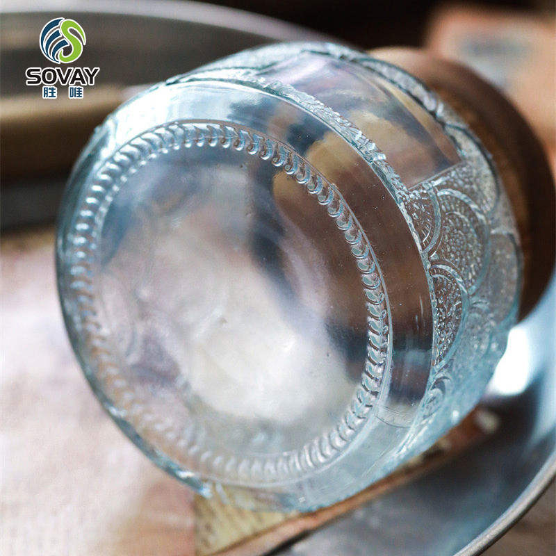 SG60N High Borosilicate Carved Glass Storage Jar Custom Kitchen Logo/Label Candy Tank Sealed Wooden Lid Jiangsu Food Grade