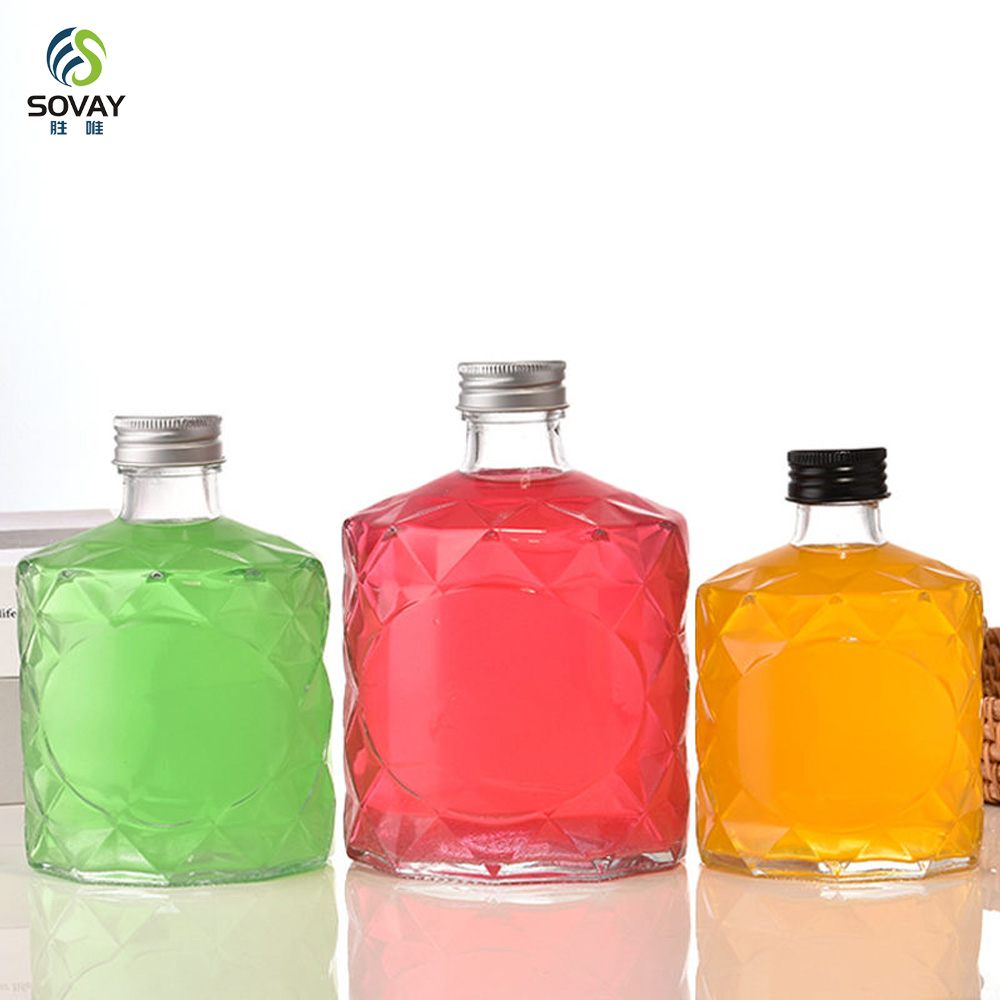 SW138N 50ml 100ml 200ml 250ml 350ml 500ml Empty Clear Fruit Juice Beverage Glassware Portable Wine Spirit Liquor Glass Bottle with Aluminum Cap