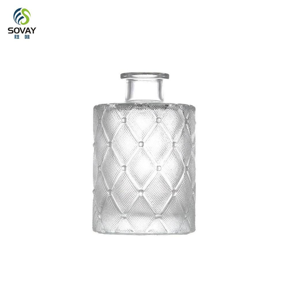 SW147N 200ml Clear Cylinder Reed Diffuser Glass Bottle with Cork-Sealed Empty Essential Oil Diffuser for Liquid Soap