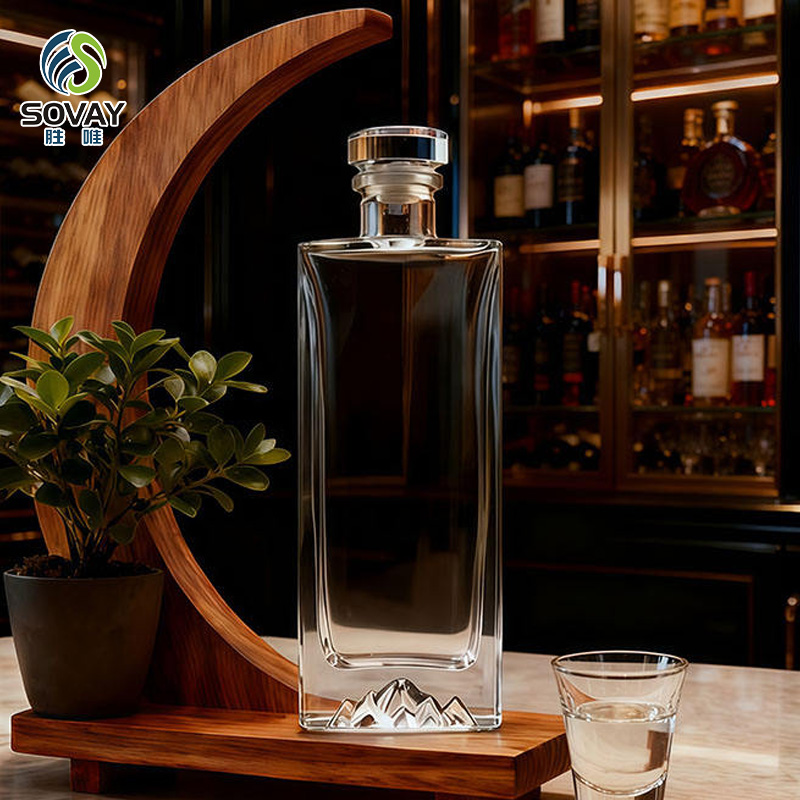 SW134 High-Quality Beautifully Designed Sealed Clear Brandy Tequila Glass Bottle for Spirits
