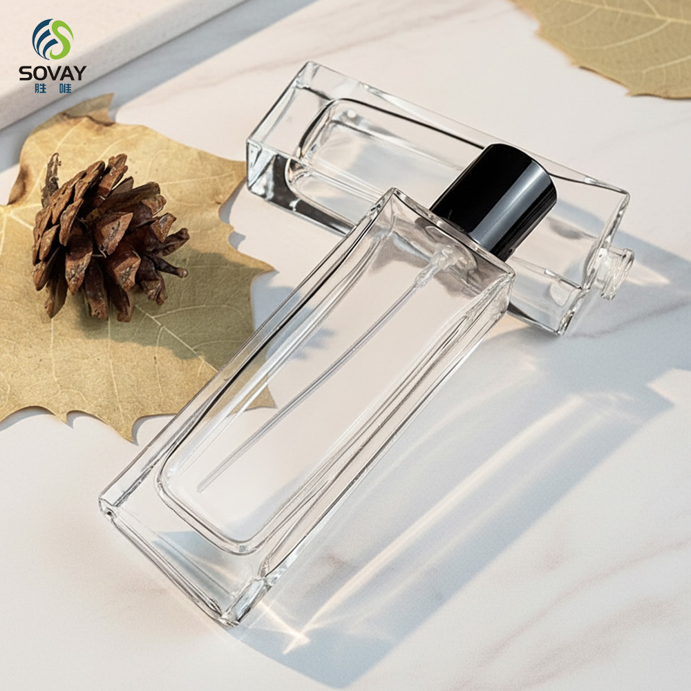 SP45 High Quality Clear Glass Spray Perfume Bottle Thick Bottom Square Empty 30ml 50ml 60ml 100ml Refillable Perfume Atomizer Bottle