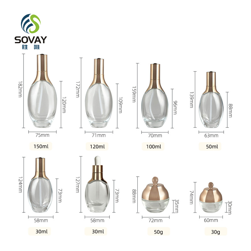 SE54N Cosmetic Face Oil Packaging Glass Bottle 15ml 30ml 50ml Clear Round Essential Oil Glass Dropper Bottle