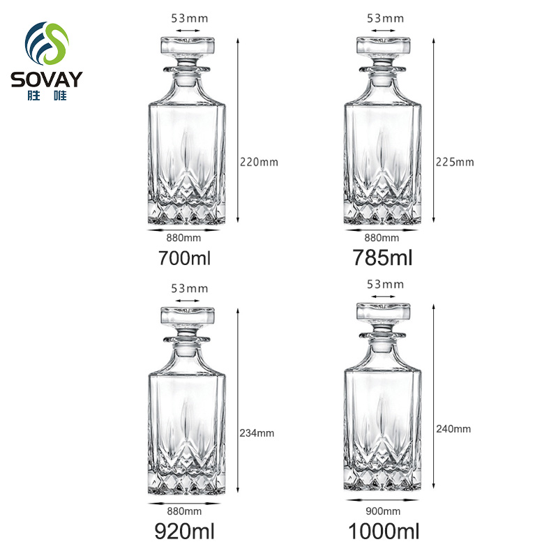 SW129N Hot Selling 700ml Screen Printed Whiskey Decanter Set with Rubber Stopper Best Price From China Factory for Tequila & Whisky