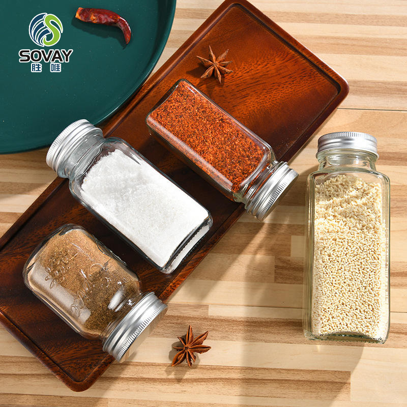 SG47N Wholesale 100ml 120ml 180ml 250ml Kitchen Seasoning Glass Bottles Steel-Lid Food Storage Jars for BBQ Chili Salt Camping & Pot Use Leak-Proof