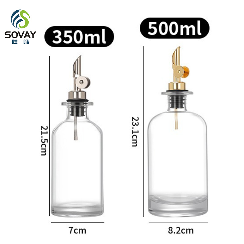 SO11N Wholesale 350ml 500ml Olive Oil Glass Bottle Kitchen Oil Dispenser Bottle Glass Oil Container with Stainless Steel Nozzle