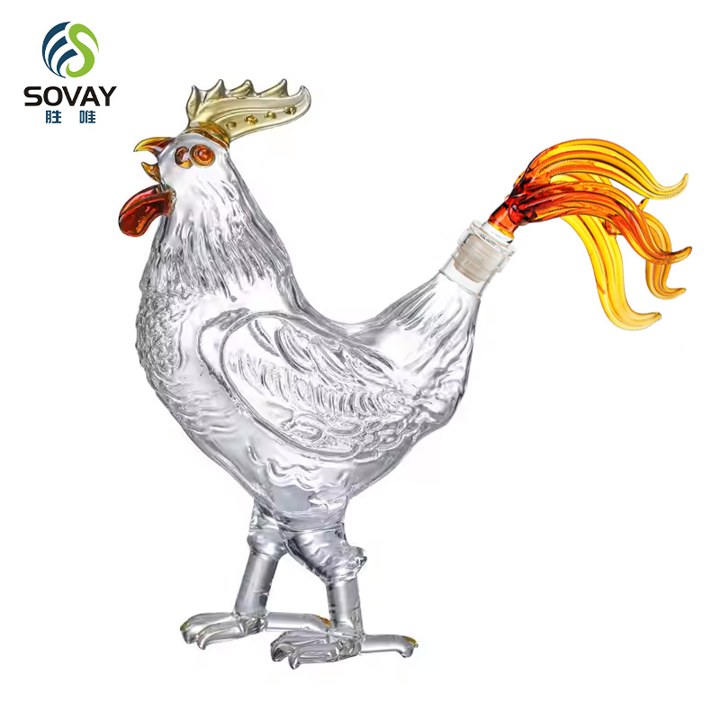 SA09N Transparent Rooster Shape Wine Decanter High Borosilicate Glass 500ml/1000ml Capacity Modern Design