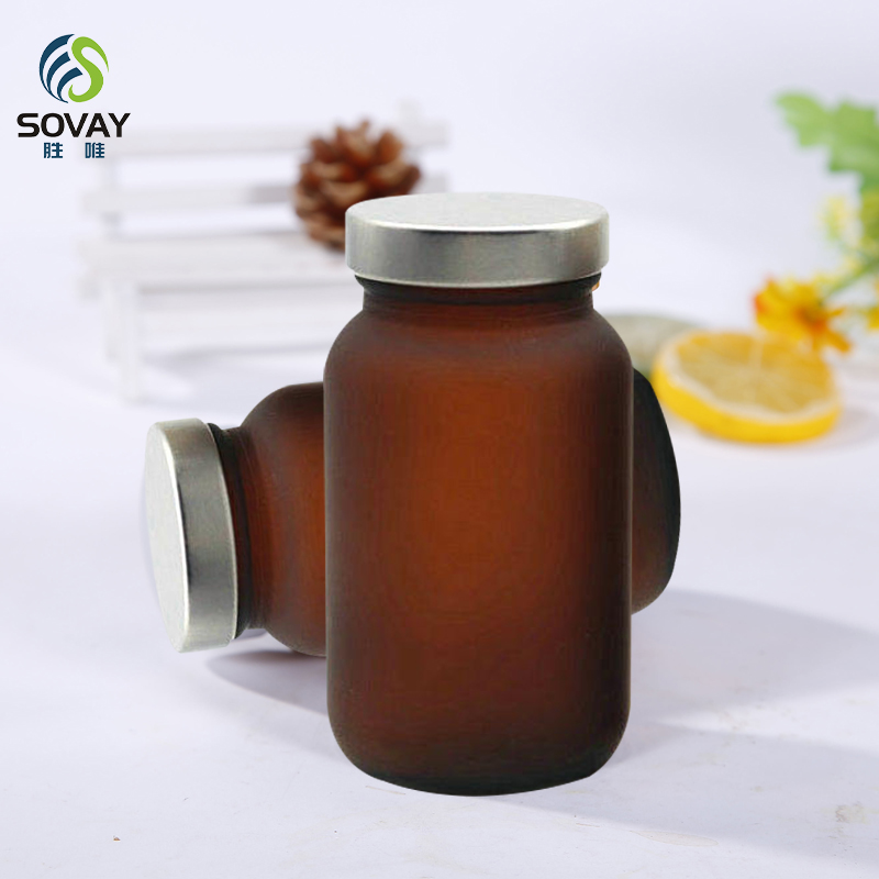 SM04 Amber Wide Mouth Pill Glass Bottle for Capsule with Cap 100ml 120ml 150ml