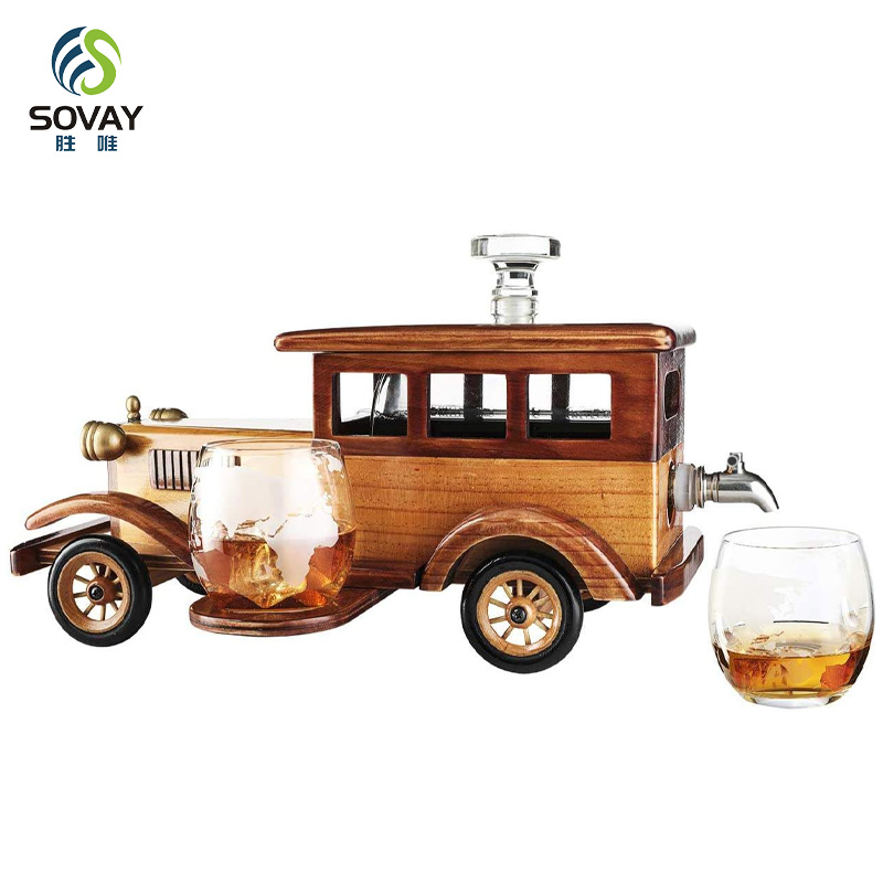 SA15N Car Glass Bottle Whiskey Glass Cup Glass Decanter Liquor Glasses Whiskey Set for Fathers Day