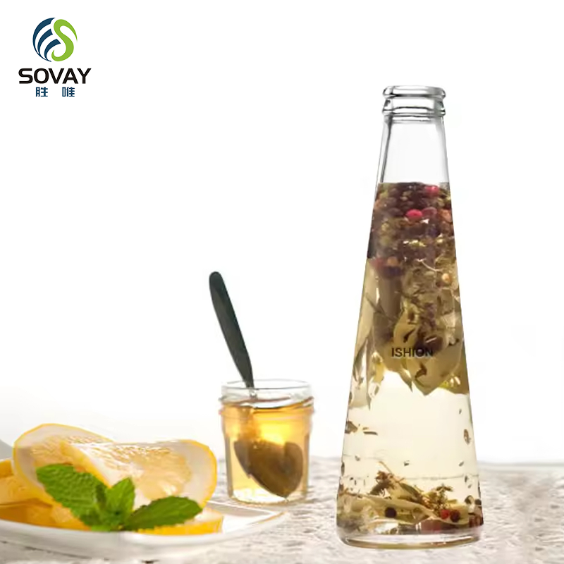 SD19 Wholesale Empty 250ML 330ML Conical Glass Drink Bottle Cold Brew Coffee Juice Glass Bottles With Aluminum Cap