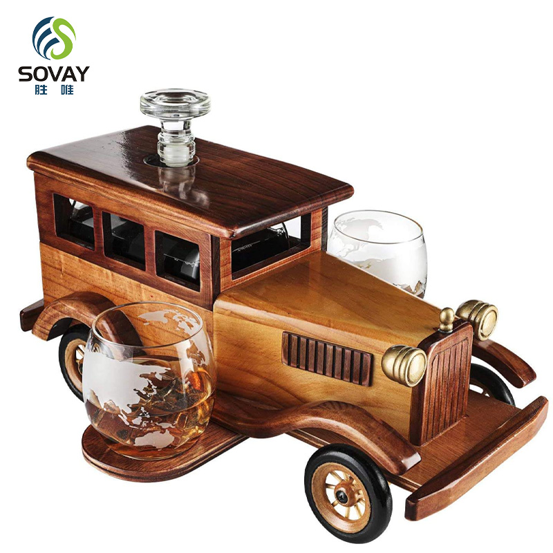 SA15N Car Glass Bottle Whiskey Glass Cup Glass Decanter Liquor Glasses Whiskey Set for Fathers Day