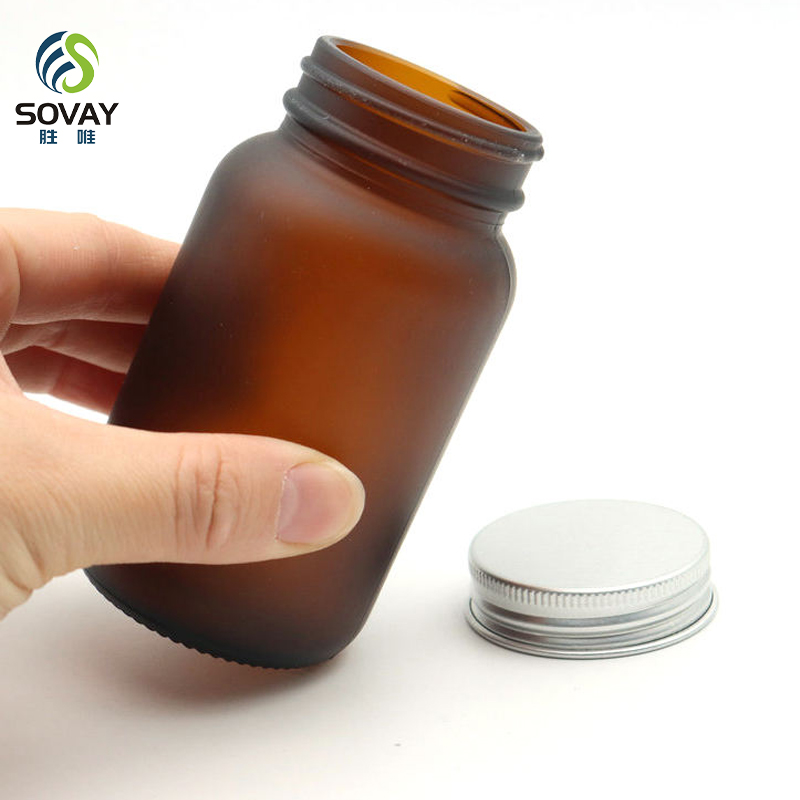SM04 Amber Wide Mouth Pill Glass Bottle for Capsule with Cap 100ml 120ml 150ml