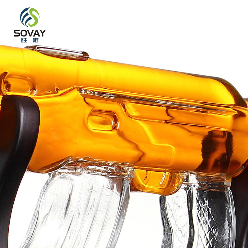 SA04N Perfect Dad Gifts Gun Shaped Luxury Glass Wine Decanter with 4PCS of Glasses Whiskey Set for Bourbon Liquor
