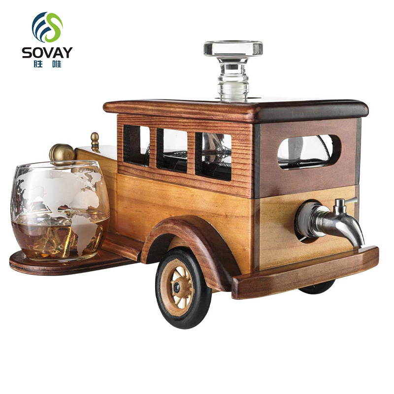 SA15N Car Glass Bottle Whiskey Glass Cup Glass Decanter Liquor Glasses Whiskey Set for Fathers Day