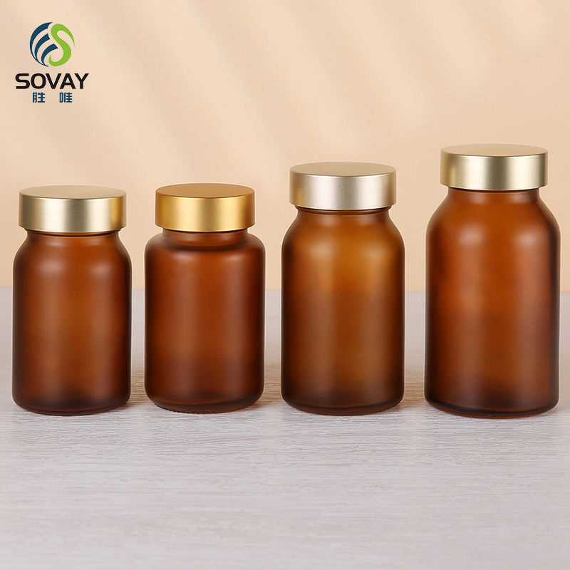 SM04 Amber Wide Mouth Pill Glass Bottle for Capsule with Cap 100ml 120ml 150ml