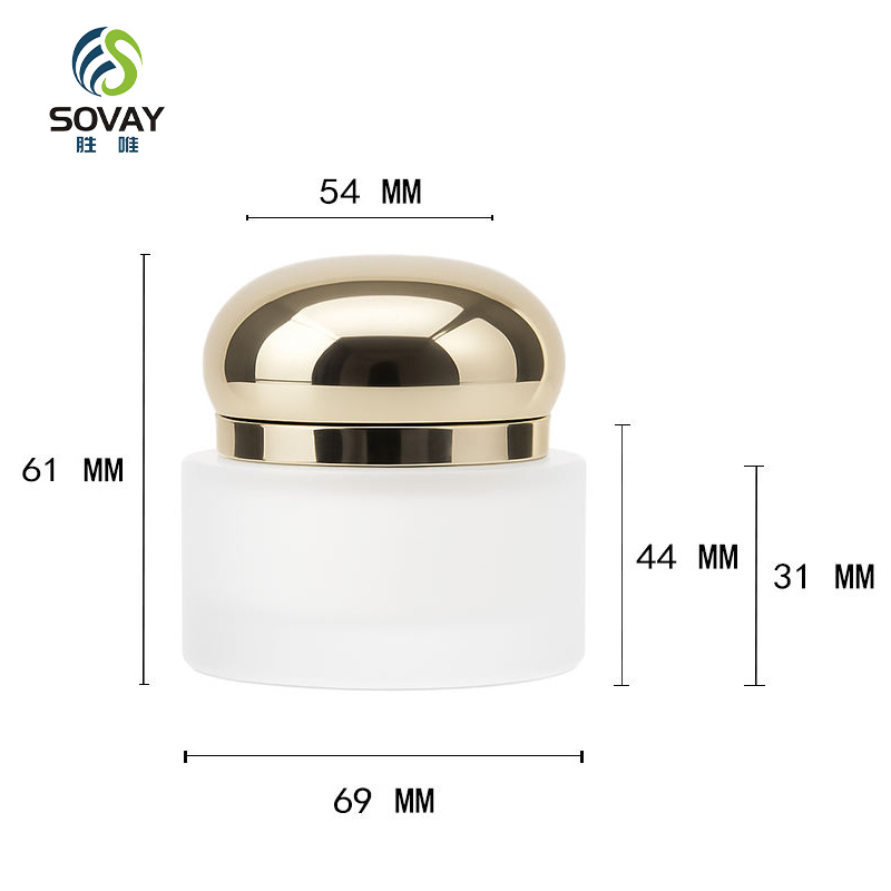SC08 Luxury Custom 5g 10g 15g 20g 30g 50g 60g 100g Unique Gold Electroplated Lid Frosted Clear Glass Jar Serum Cream Body Scrub Glass Cosmetic Jar