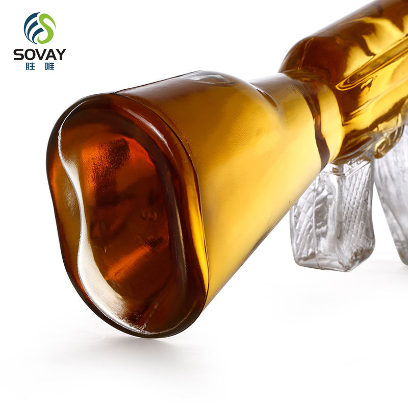 SA04N Perfect Dad Gifts Gun Shaped Luxury Glass Wine Decanter with 4PCS of Glasses Whiskey Set for Bourbon Liquor