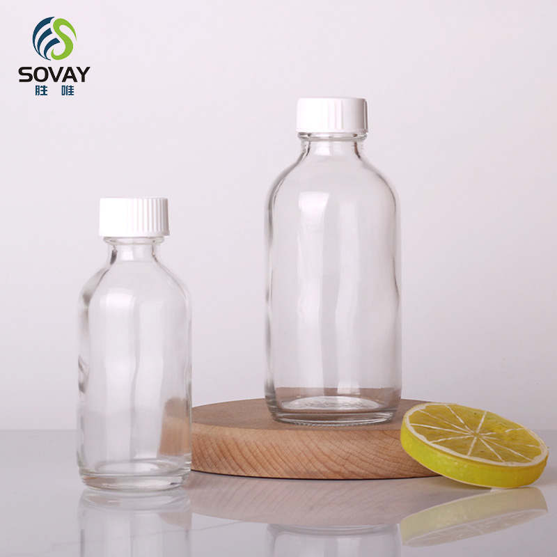 SC13N High Quality 15ml 30ml 60ml 120ml 250ml 360ml 500ml 750ml 1000ml Clear Boston Round Beverage Glass Bottle for Kombucha