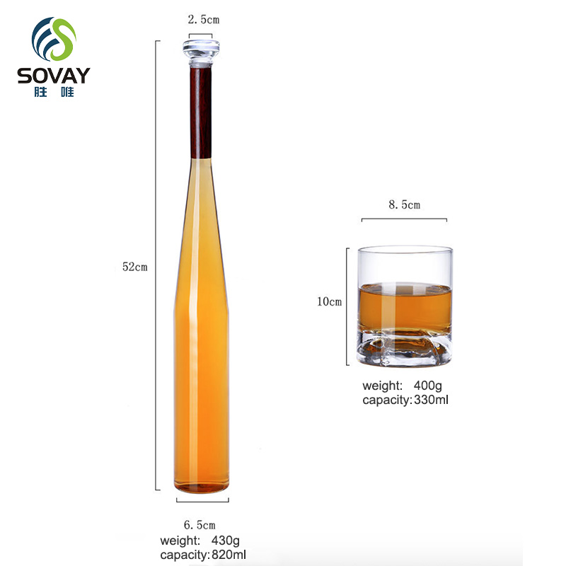 SA13N Hot Sale Whiskey Decanter Set Revolver Bottle Glass Decanter Glass Container Baseball Shaped Glass Bottle