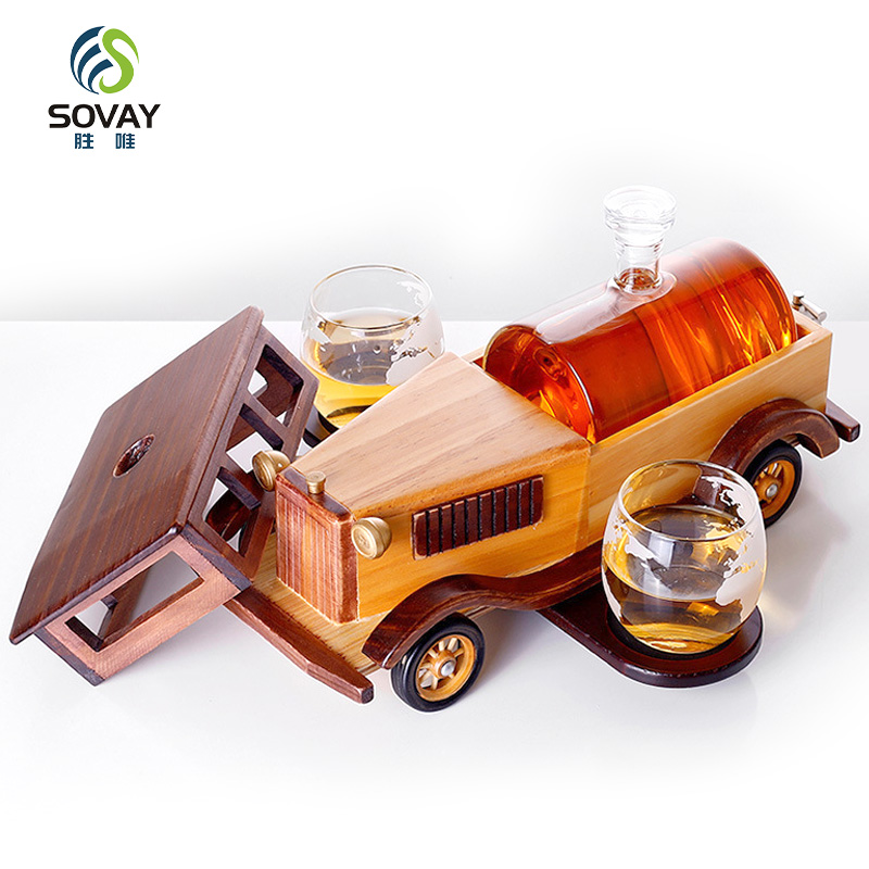 SA15N Car Glass Bottle Whiskey Glass Cup Glass Decanter Liquor Glasses Whiskey Set for Fathers Day