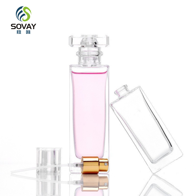 SC01 Luxury High Quality 30ml 50ml100ml Clear Crystal Glass Spray Perfume Bottle with Silver Mazhu Long Cover