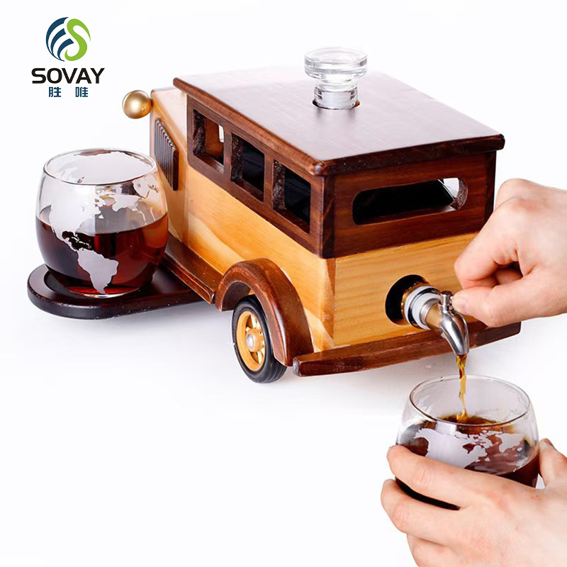 SA15N Car Glass Bottle Whiskey Glass Cup Glass Decanter Liquor Glasses Whiskey Set for Fathers Day