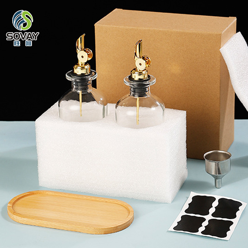 SO11N Wholesale 350ml 500ml Olive Oil Glass Bottle Kitchen Oil Dispenser Bottle Glass Oil Container with Stainless Steel Nozzle