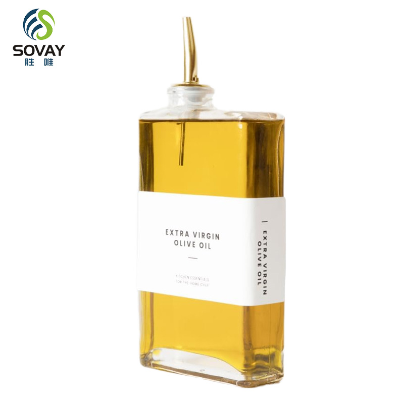 SO09N Clear Square Glass Syrup Dispenser Bottles 350ml 500ml Easy Pour Spout Plastic Cap Free Empty for Olive Oil Syrup
