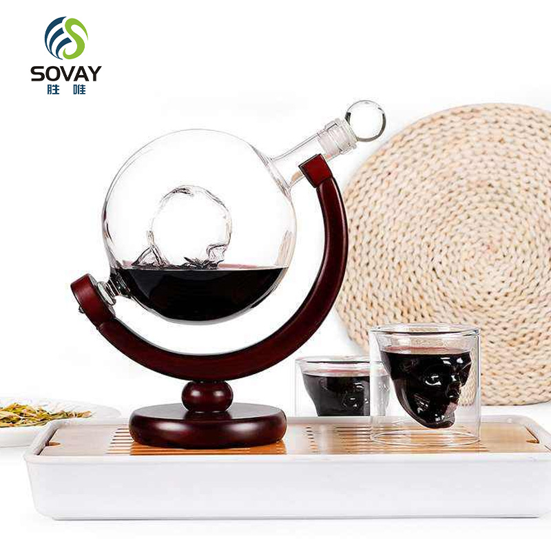 SA03N Rts Fathers Day Top Selling Shape Glass Crystal Globe Whiskey Decanter Bottle Glasses Cup Cups Set