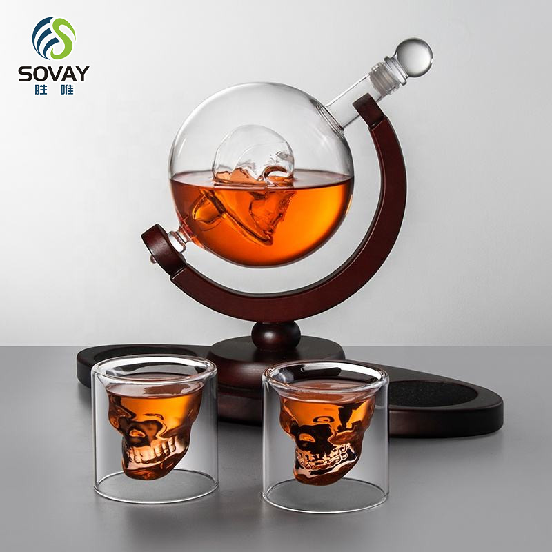 SA03N Rts Fathers Day Top Selling Shape Glass Crystal Globe Whiskey Decanter Bottle Glasses Cup Cups Set