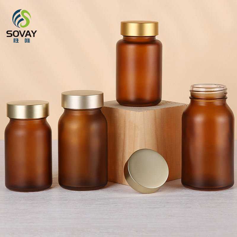 SM04 Amber Wide Mouth Pill Glass Bottle for Capsule with Cap 100ml 120ml 150ml