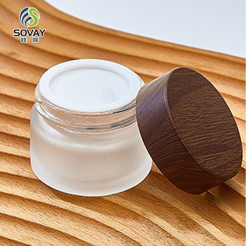 SC11N 5g 10g 15g 20g 30g 50g 60g 100g Custom Logo Empty Glass Frosted Eye Facial Skincare Cream Jars with Lid Portable Scrub Cream Cosmetics Container