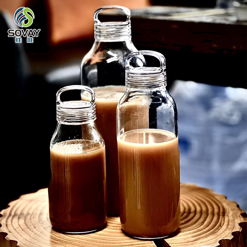 SS08N Wholesale Customized 300ml 500ml 900ml High Borosilicate Glass Water Bottle with Tritan Cork