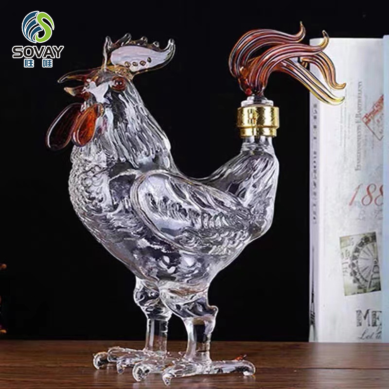 SA09N Transparent Rooster Shape Wine Decanter High Borosilicate Glass 500ml/1000ml Capacity Modern Design