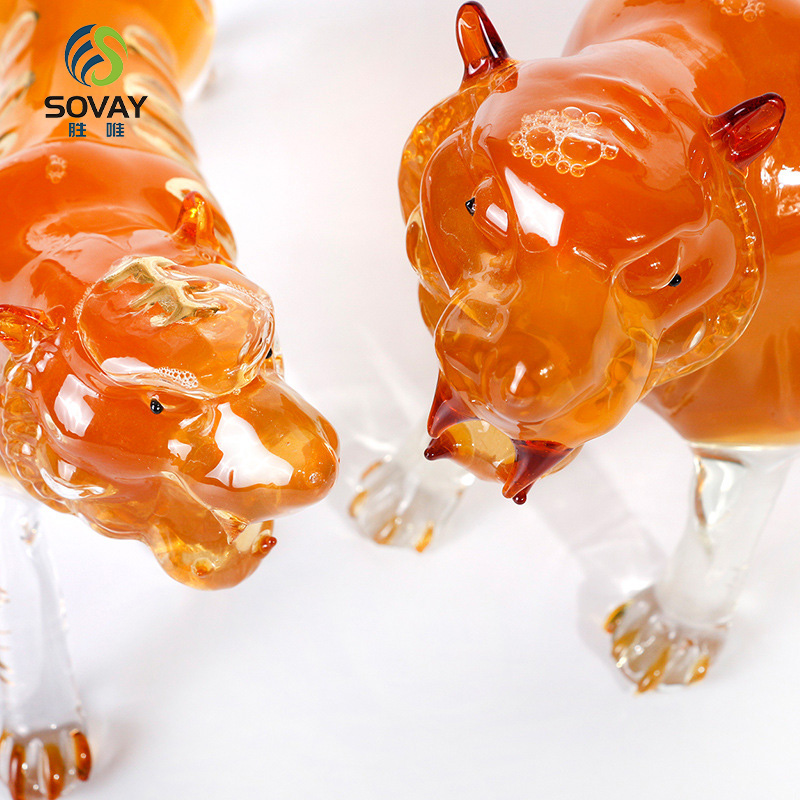 SA07N 500ml/1000ml/2500ml Handmade Zodiac Tiger Shaped Glass Bottle for Brandy / OEM Whiskey Decanter Wine Mugs Bottle