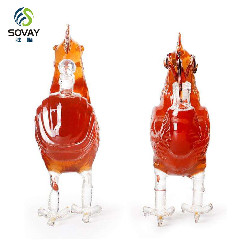 SA09N Transparent Rooster Shape Wine Decanter High Borosilicate Glass 500ml/1000ml Capacity Modern Design