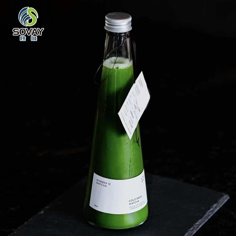 SD19 Wholesale Empty 250ML 330ML Conical Glass Drink Bottle Cold Brew Coffee Juice Glass Bottles With Aluminum Cap