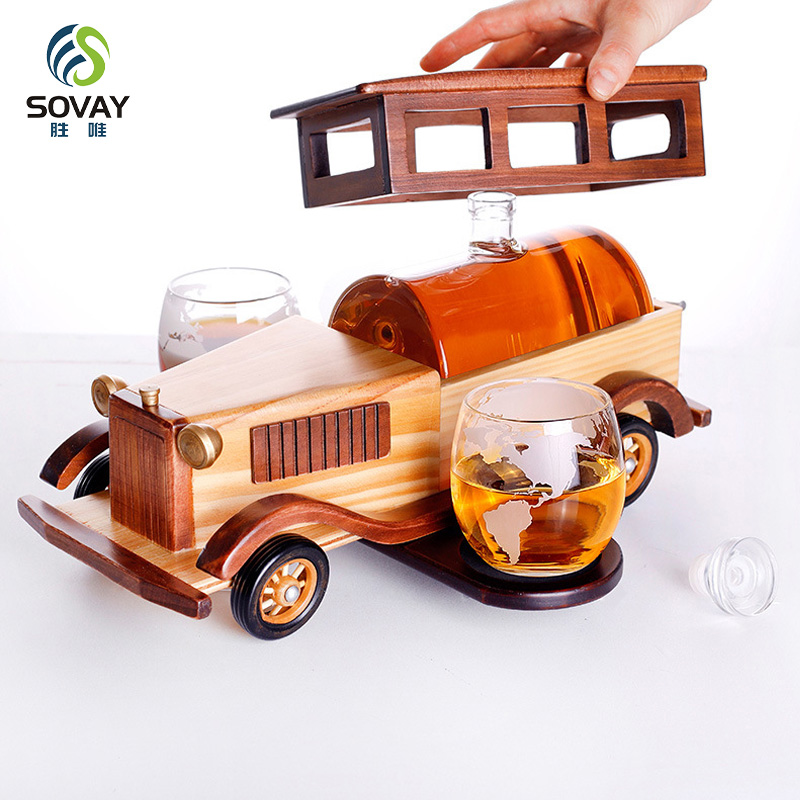SA15N Car Glass Bottle Whiskey Glass Cup Glass Decanter Liquor Glasses Whiskey Set for Fathers Day
