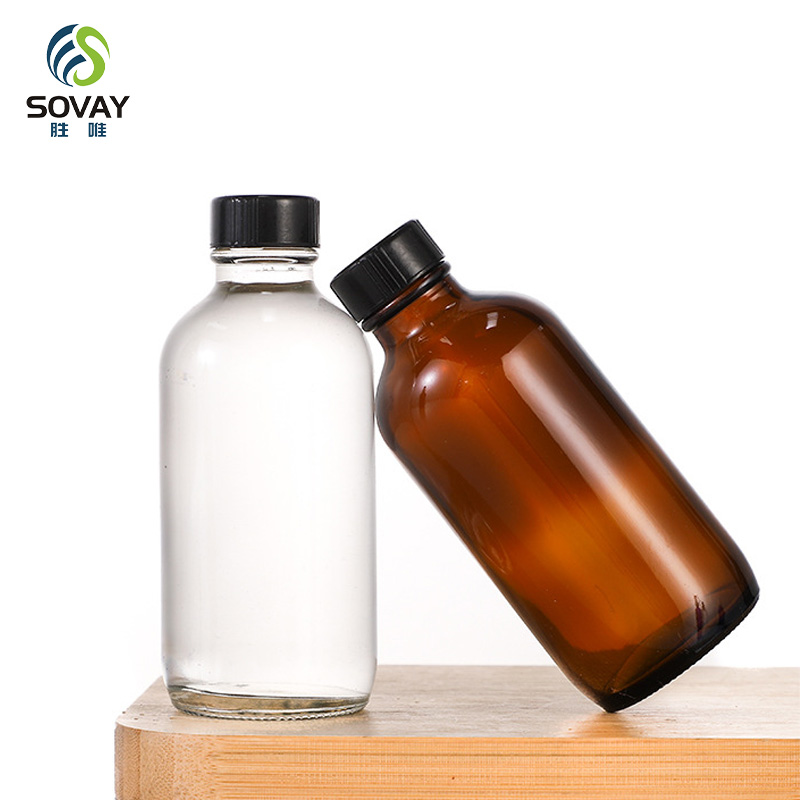 SC13N High Quality 15ml 30ml 60ml 120ml 250ml 360ml 500ml 750ml 1000ml Clear Boston Round Beverage Glass Bottle for Kombucha