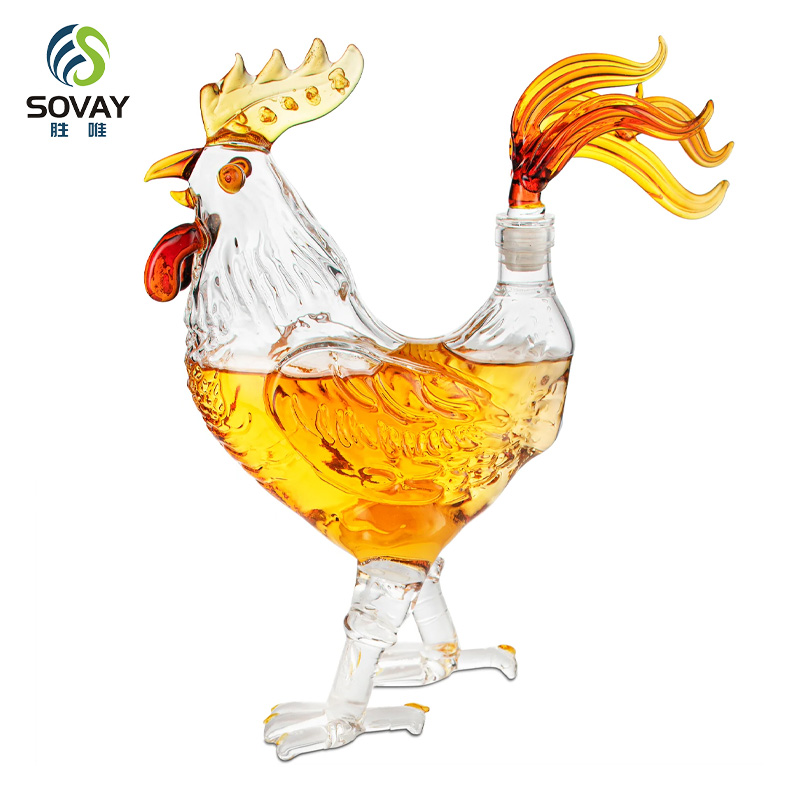 SA09N Transparent Rooster Shape Wine Decanter High Borosilicate Glass 500ml/1000ml Capacity Modern Design
