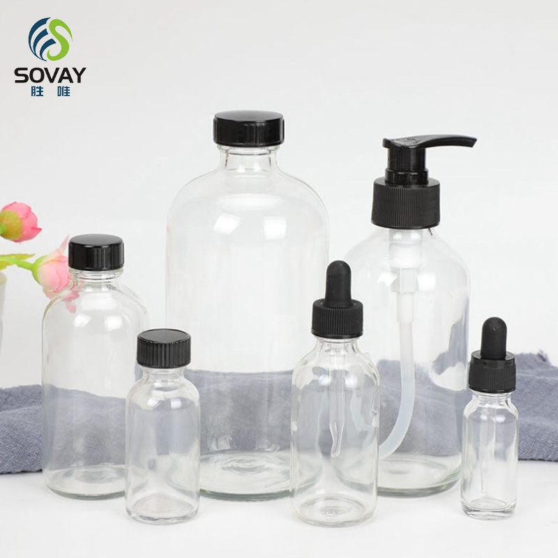 SC13N High Quality 15ml 30ml 60ml 120ml 250ml 360ml 500ml 750ml 1000ml Clear Boston Round Beverage Glass Bottle for Kombucha